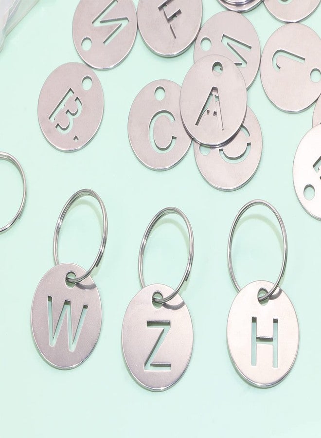 ONLYKXY 26pcs Silver A-Z Alphabet Letter Number Tags Stainless Steel Numbered Marking Identification Hang Tags Luggage Labels ID Tag with Rings for Organized Coded Key Box Cabinet Plant Coding Tag - Image 3