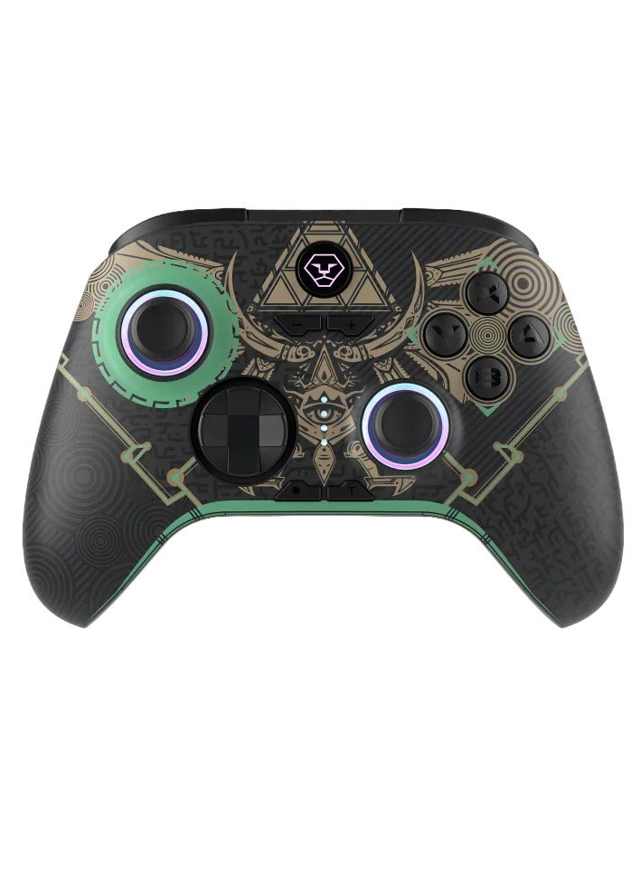 أوليون وحدة تحكم لاسلكية، وحدة تحكم كمبيوتر مدمجة ومحمولة بإضاءة RGB، وحدة تحكم ألعاب محسنة مع مشغل خطي للقاعة لأجهزة الكمبيوتر التي تعمل بنظام Windows وAndroid وSteam وSwitch، (قطعة واحدة باللون الأسود) - Image 1