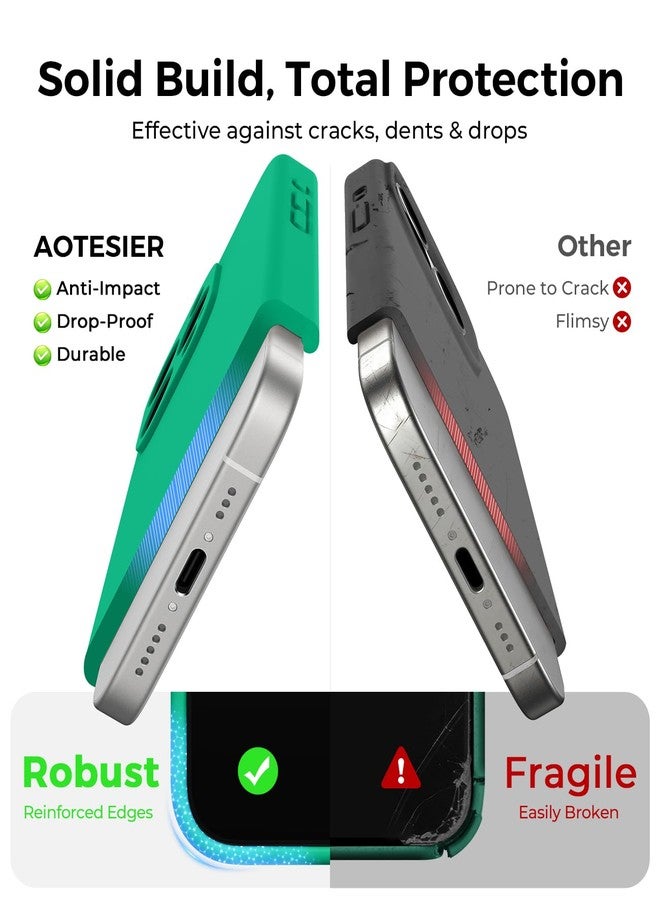 AOTESIER Magnetic for iPhone 15 Pro Case, [Compatible with Magsafe] [Food Grade Silicone] Upgraded Camera & Screen Protection Phone Case with [2 Screen Protectors], 6.1 inch, Emerald Green - Image 5