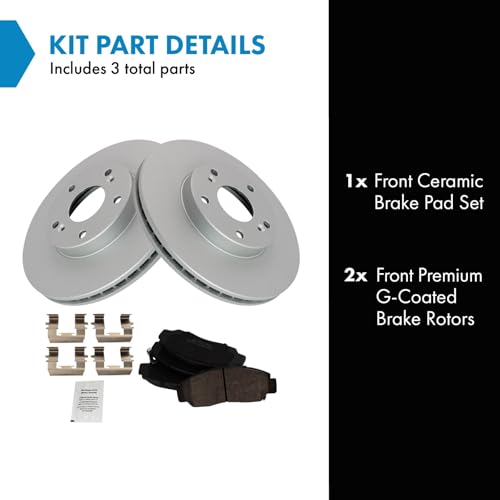 TRQ Front Brake Pad & Rotor Kit Brake Pads Brake Rotor Ceramic Compatible with 2003-2007 Honda Accord 2006-2010 Civic - Image 2
