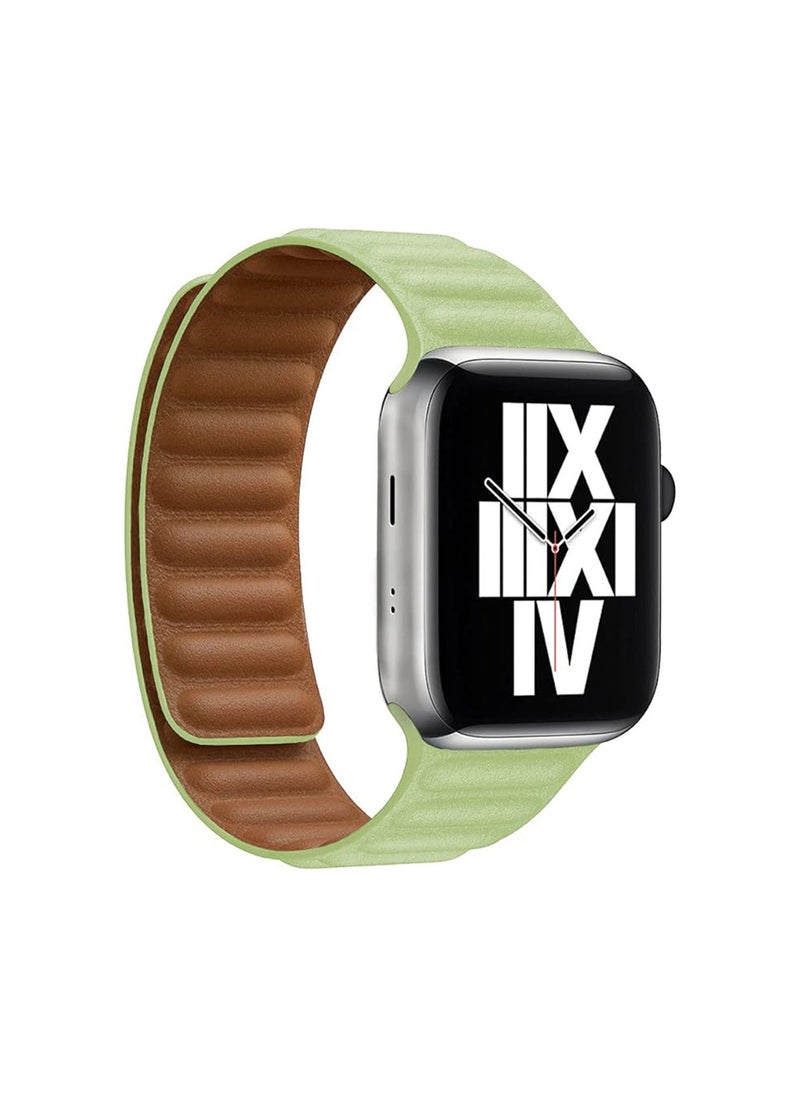 Generic Bands Compatible With Apple Watch 41mm 40mm 38mm Series 9/8/7/SE/6/5/4/3/2/1 IWatch Ultra/Ultra 2/Full Line Leather Replacement Band Link Reversible Leather Magnetic Loop Leather Strap  - Image 1