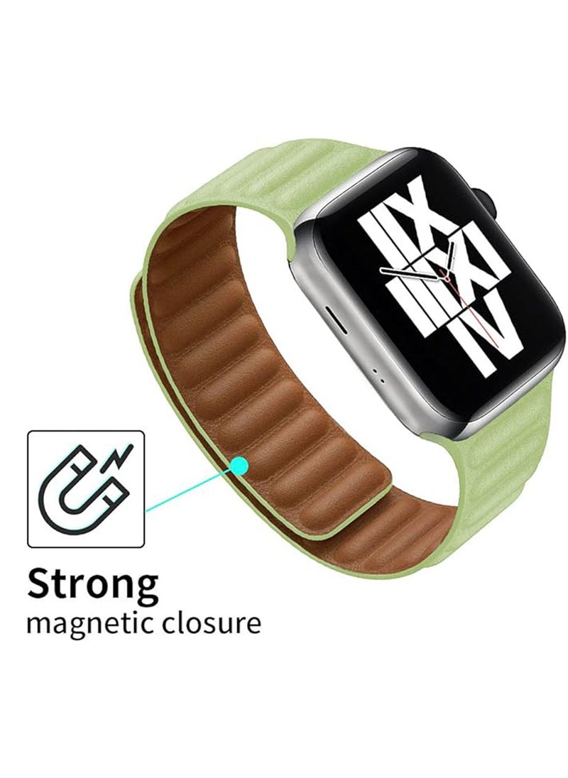 Generic Bands Compatible With Apple Watch 41mm 40mm 38mm Series 9/8/7/SE/6/5/4/3/2/1 IWatch Ultra/Ultra 2/Full Line Leather Replacement Band Link Reversible Leather Magnetic Loop Leather Strap  - Image 5