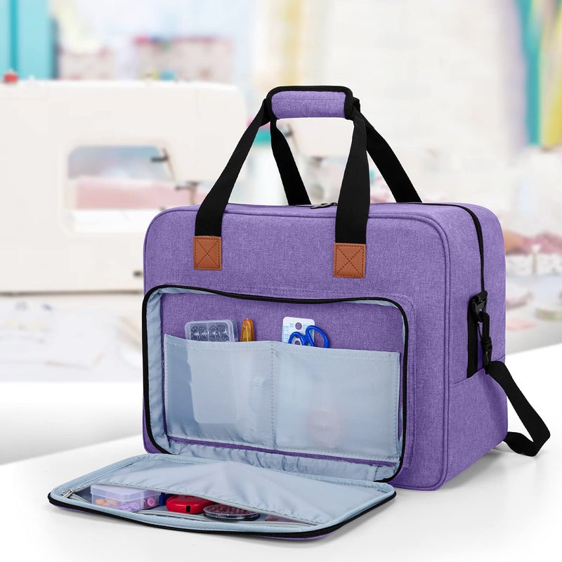 LUXJA Sewing Machine Bag, Portable Tote Bag Compatible with Most Singer, Brother Sewing Machines and Accessories, Purple - Image 2