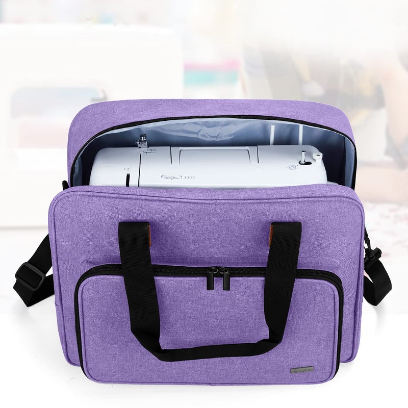 LUXJA Sewing Machine Bag, Portable Tote Bag Compatible with Most Singer, Brother Sewing Machines and Accessories, Purple - Image 3