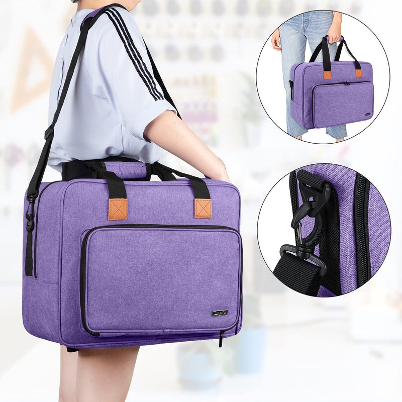 LUXJA Sewing Machine Bag, Portable Tote Bag Compatible with Most Singer, Brother Sewing Machines and Accessories, Purple - Image 5