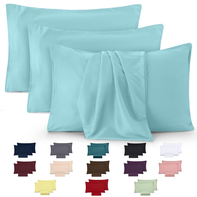 Utopia Bedding  Pillow Cases 4 Pack  Standard Size 50x75 cm  100 Brushed Microfiber Pillowcases with Envelope Closure  Wrinkle Fade Stain Resistant Pillow Cases  Spa Blue