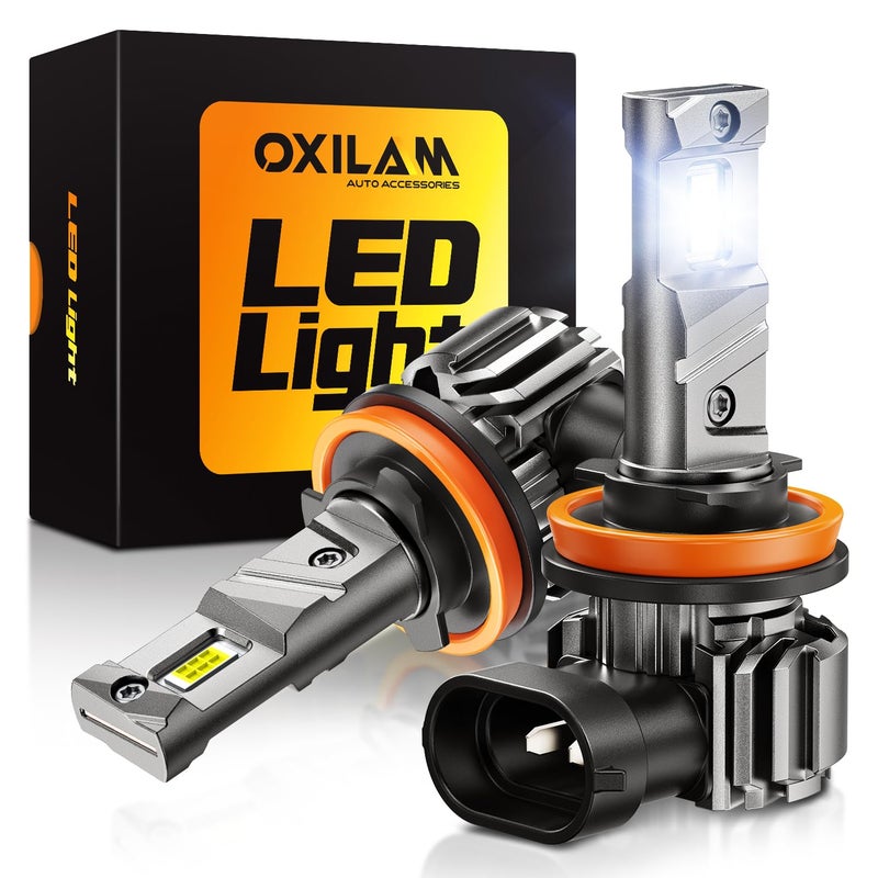 OXILAM Latest H11/H9 LED Bulbs,36,000LM 9X Ultra-Brightness, Real 1:1 Halogen Mini Size, 10-Year Longer Lifespan, Sealed Design for H11 H8 Fog Lights, Plug and Play, Pack of 2 - Image 1