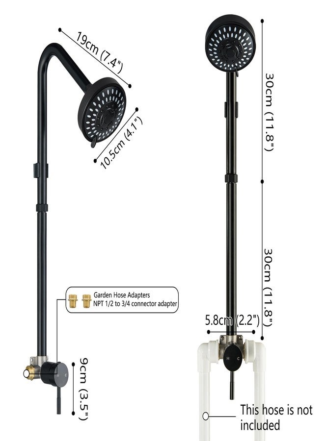 Beiyi Outdoor Shower Faucet Kit, Matte Black Single Handle Outdoor Shower Fixtures with High Pressure 5 Mode Shower Head and Valve for Yard, Pool - Image 4