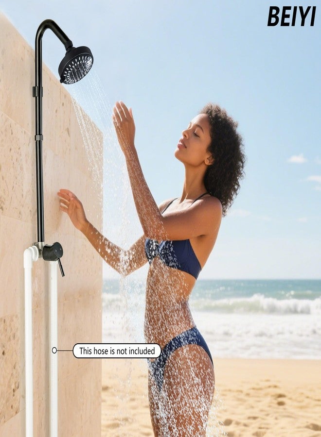 Beiyi Outdoor Shower Faucet Kit, Matte Black Single Handle Outdoor Shower Fixtures with High Pressure 5 Mode Shower Head and Valve for Yard, Pool - Image 2