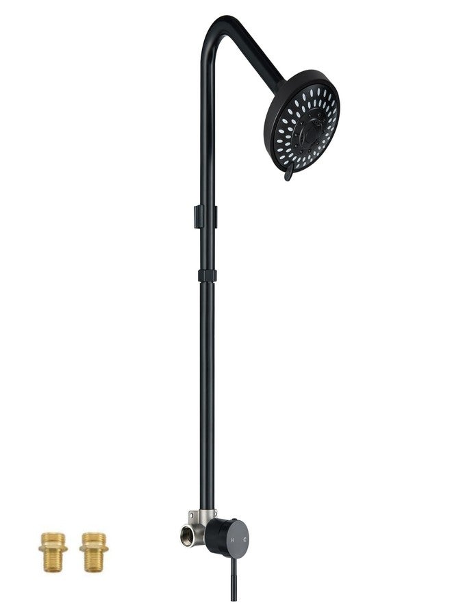 Beiyi Outdoor Shower Faucet Kit, Matte Black Single Handle Outdoor Shower Fixtures with High Pressure 5 Mode Shower Head and Valve for Yard, Pool - Image 1