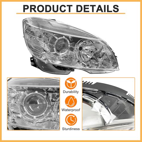 DIBON AUTO Headlight Compatible for Mercedes Benz W204 C Class C300 C230 C350 2008 2009 2010 2011 Headlamp (Right Side) - Image 2
