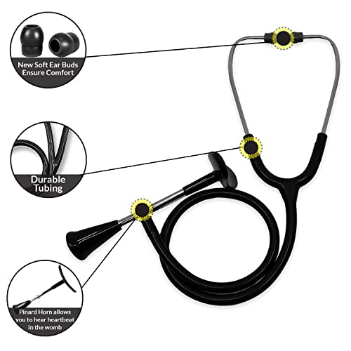 Dixie EMS Fetal Stethoscope for Baby’s Heartbeat Detection, Latex-Free Fetoscope with Pinard Horn and Soft Earbuds, 22” - Image 3