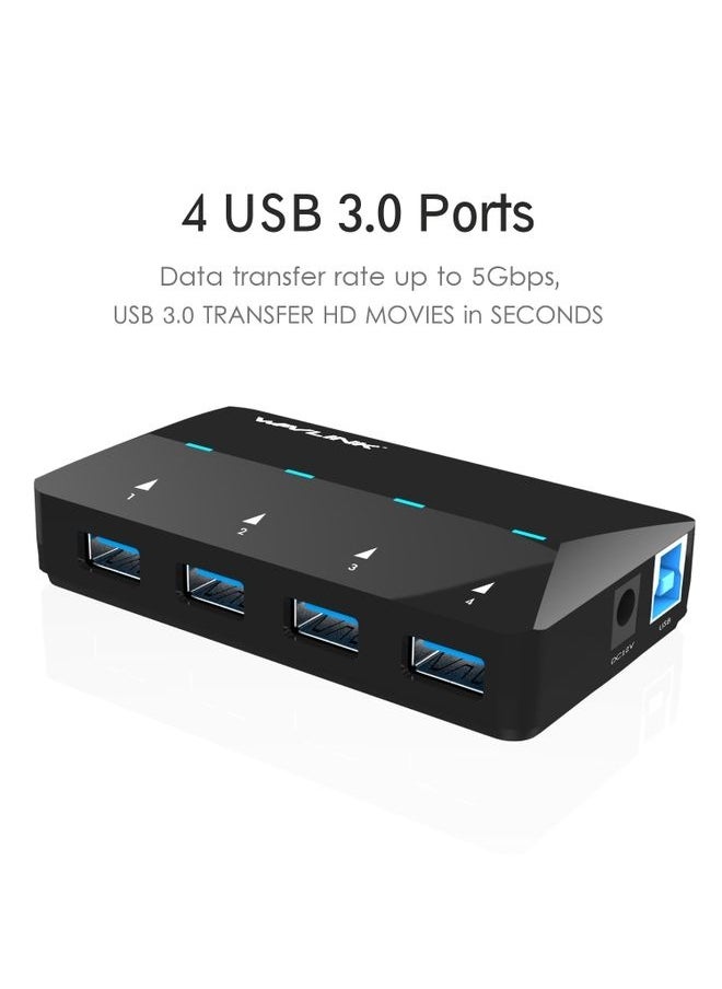 Generic WAVLINK WL-UH3042P1 2.4A Fast Charging Adapter for Keyboard Mouse 4-Port USB3.0 HUB(EU Plug)  - Image 3