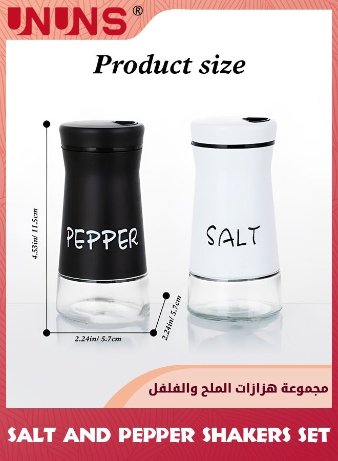 UNUNS Salt And Pepper Shakers Set,2PCS Glass Salt Shaker With Adjustable Pour Holes And Brush,Pepper Shaker With Stainless Steel Lid For Farmhouse,Kitchen,Restaurant,RV,BBQ - Image 2