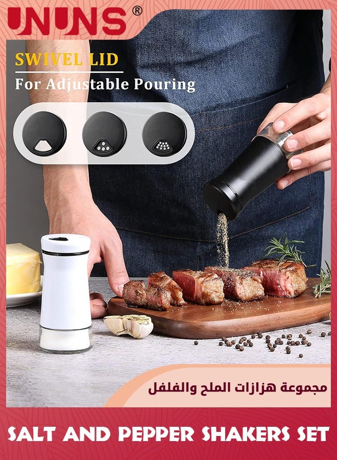 UNUNS Salt And Pepper Shakers Set,2PCS Glass Salt Shaker With Adjustable Pour Holes And Brush,Pepper Shaker With Stainless Steel Lid For Farmhouse,Kitchen,Restaurant,RV,BBQ - Image 4