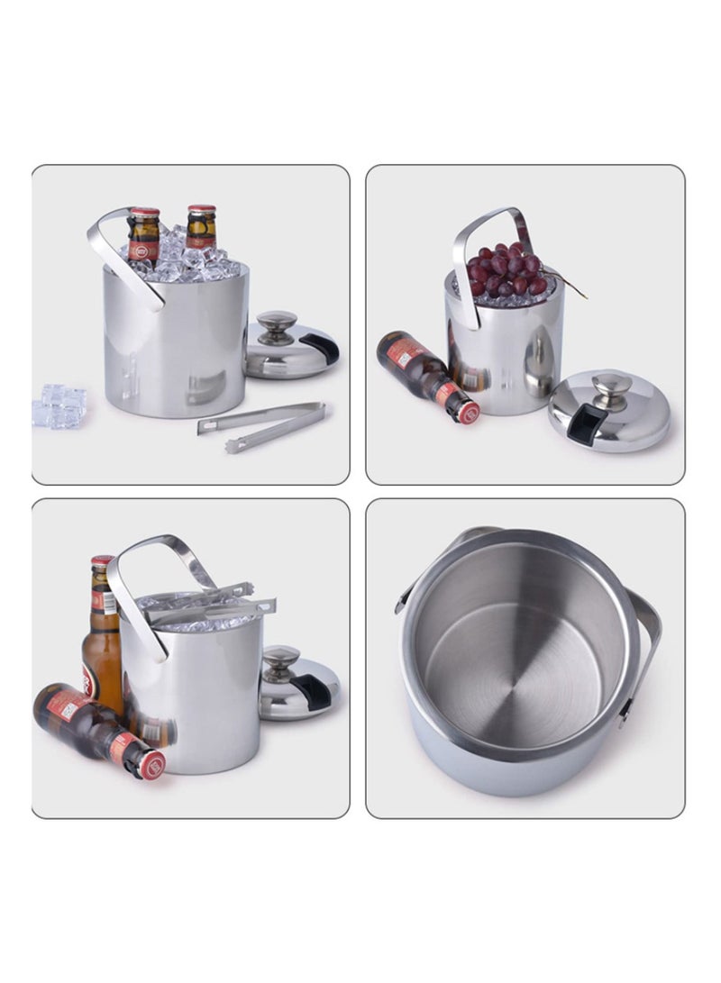 Stainless steel Ice Bucket Ice Cube Container Double Walled 1.3 Liter Ice Container  - Image 3