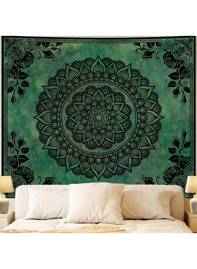 Apdidl Boho Mandala Green Tapestry for Bedroom Aesthetic, Hippie Indian Vintage Floral Decor Wall Hanging, Bohemian Ceiling Flower Plants Art Backdrop Wall Tapestries for Dorm Living Room 51" X 60" - Image 1