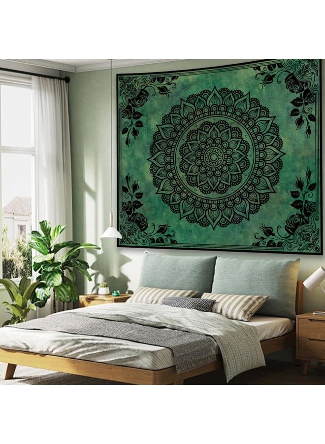 Apdidl Boho Mandala Green Tapestry for Bedroom Aesthetic, Hippie Indian Vintage Floral Decor Wall Hanging, Bohemian Ceiling Flower Plants Art Backdrop Wall Tapestries for Dorm Living Room 51" X 60" - Image 3