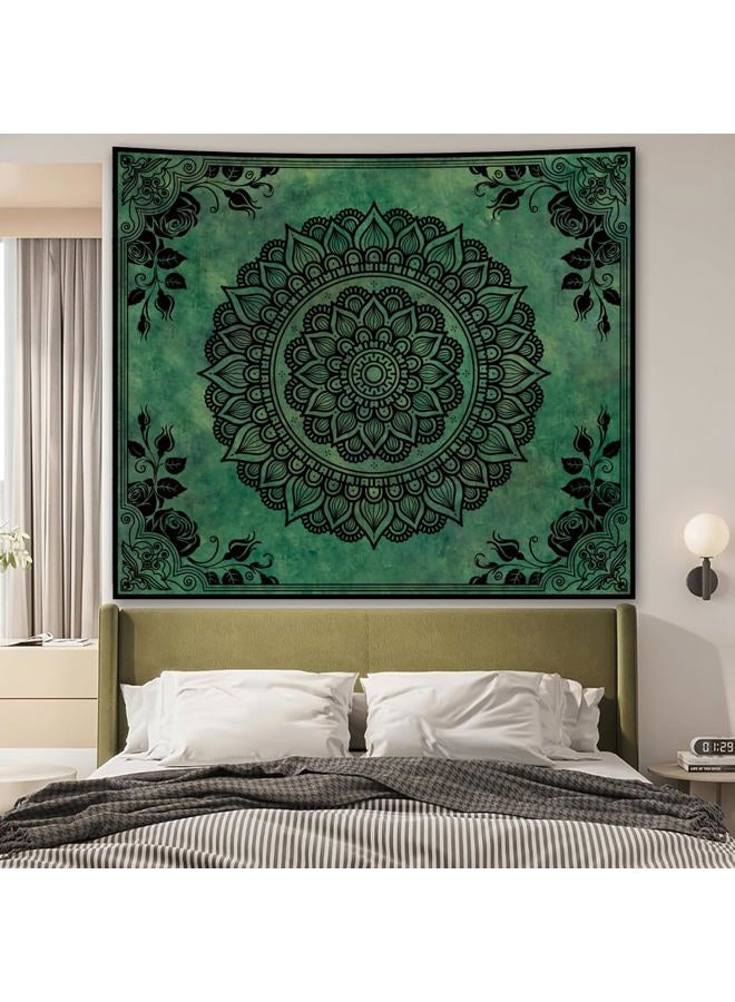 Apdidl Boho Mandala Green Tapestry for Bedroom Aesthetic, Hippie Indian Vintage Floral Decor Wall Hanging, Bohemian Ceiling Flower Plants Art Backdrop Wall Tapestries for Dorm Living Room 51" X 60" - Image 2