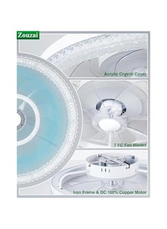Arabest 20'' White Modern Fandelier Ceiling Fan with Dimmable LED Light, Remote Control, Timing Function and Quiet DC Motor for Bedroom and Living Room  - Image 3