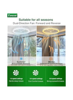 Arabest 20'' White Modern Fandelier Ceiling Fan with Dimmable LED Light, Remote Control, Timing Function and Quiet DC Motor for Bedroom and Living Room  - Image 5