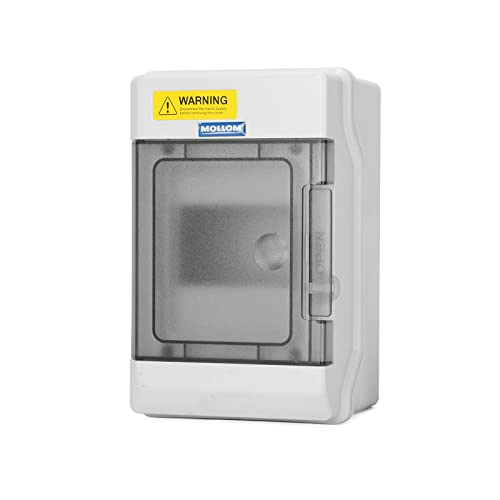 Mollom 4 Way Power Distribution Box with Bus Bars and Din Rail for Miniature Circuit Breaker MCB, Waterproof IP66.Padlock Available for Indoor and Outdoor Use - Image 1