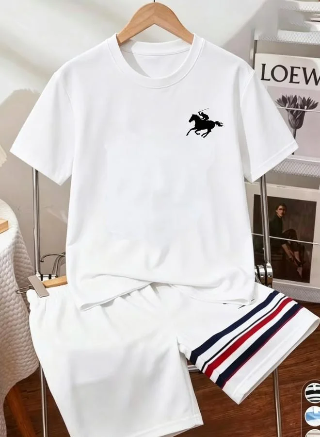 Take Two Kids White Short Sleeve T-Shirt with Polo Horse Print