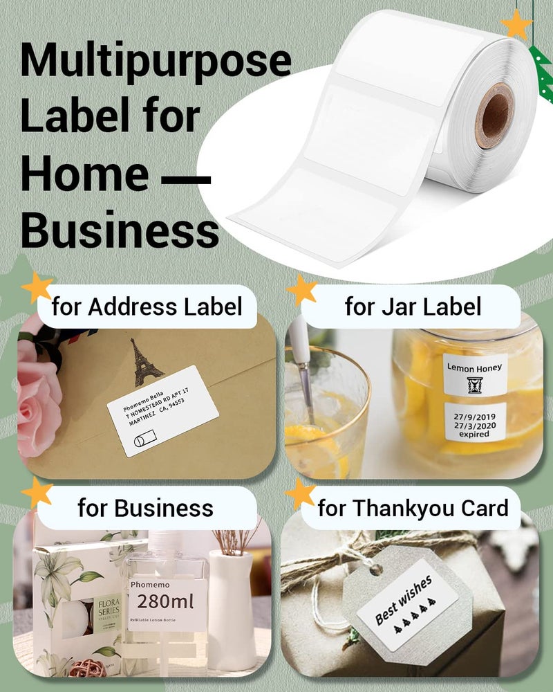 Phomemo Labels- 3 Rolls M110/M220/M221/M120/M200 Thermal Paper 1.97"x1.18"(50x30mm)- M110 Label Multipurpose Square Self-Adhesive Paper for Product Tag, Barcode, Address Label, 230 Labels/Roll - Image 5