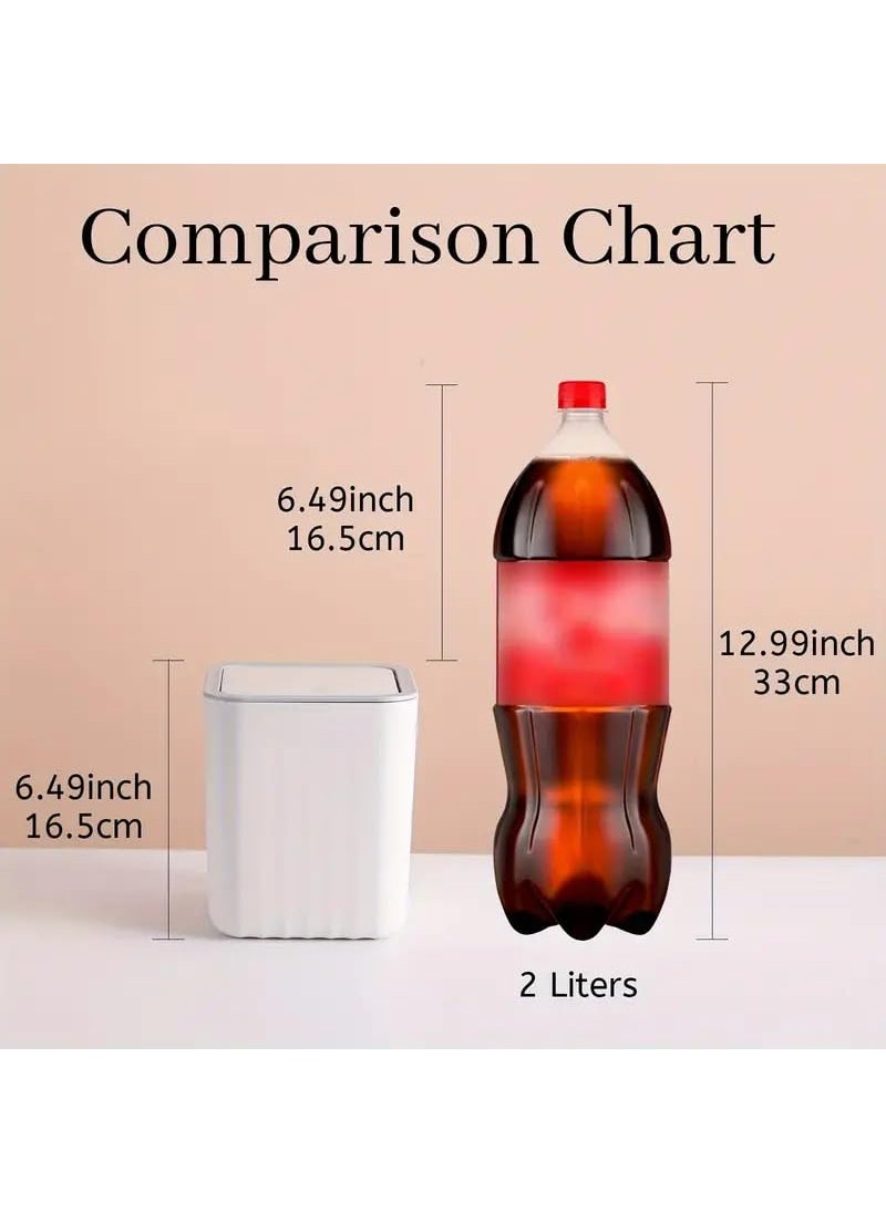 ZUBAT ZUBAT Mini Trash Can Push Top Trash Can with Lid Modern Dustbin for Home or Office Desk Kitchen Bedroom  - Image 5