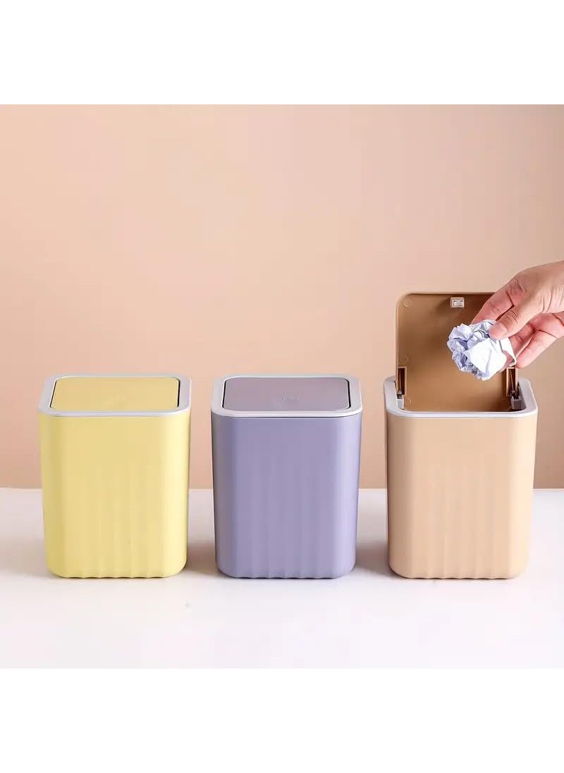 ZUBAT ZUBAT Mini Trash Can Push Top Trash Can with Lid Modern Dustbin for Home or Office Desk Kitchen Bedroom  - Image 2
