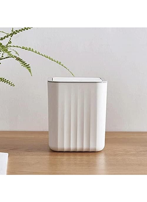 ZUBAT ZUBAT Mini Trash Can Push Top Trash Can with Lid Modern Dustbin for Home or Office Desk Kitchen Bedroom  - Image 1