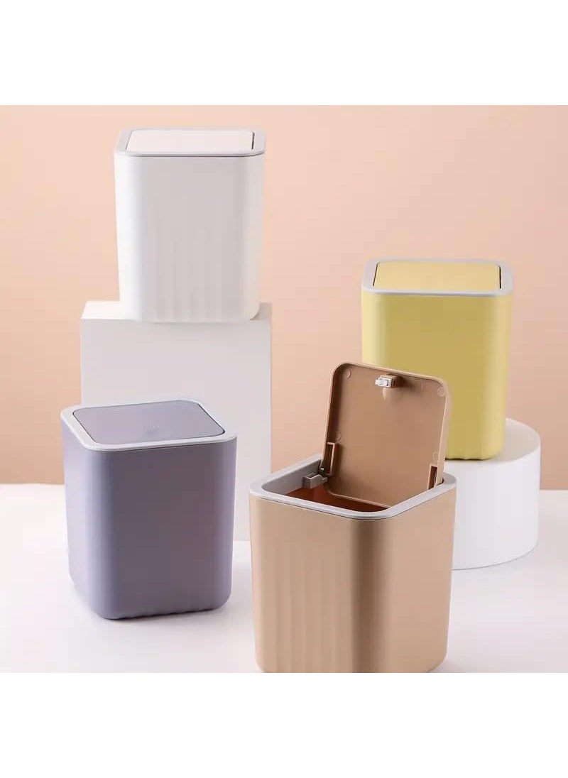 ZUBAT ZUBAT Mini Trash Can Push Top Trash Can with Lid Modern Dustbin for Home or Office Desk Kitchen Bedroom  - Image 3