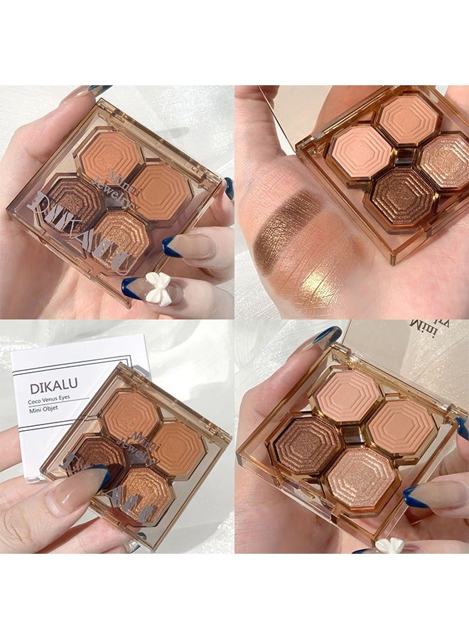 ديكالو كوكو فينوس عيون ، 4 ألوان شوكولاتة لوحة كونتور بني ظلال عيون لوحات مكياج طويلة الأمد لامعة غير لامعة مصطبغة للغاية - Image 3