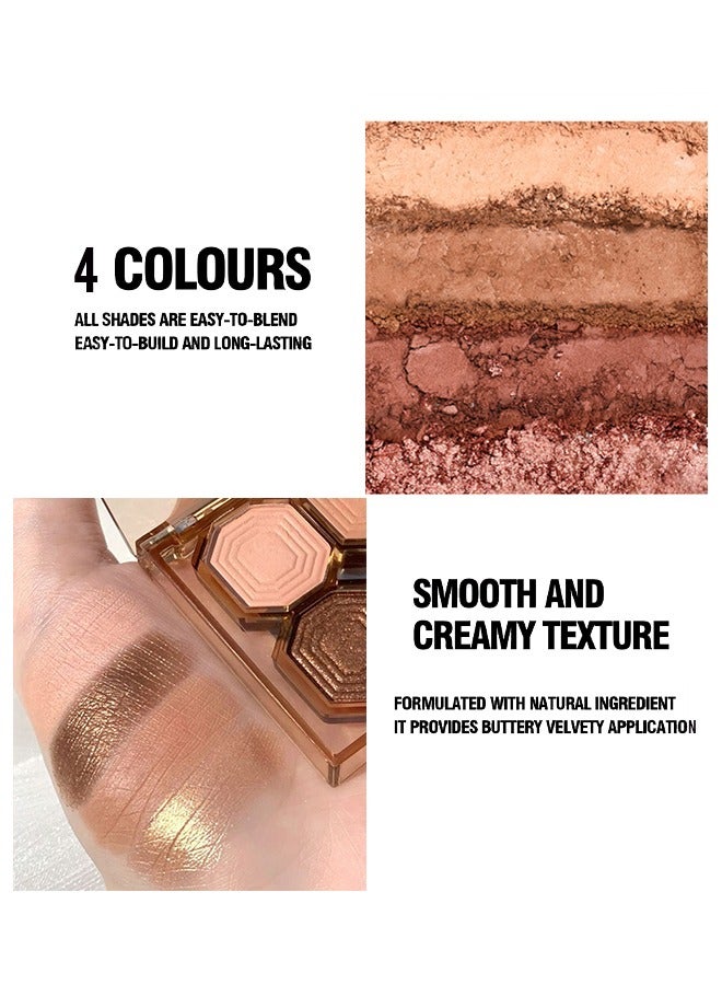 ديكالو كوكو فينوس عيون ، 4 ألوان شوكولاتة لوحة كونتور بني ظلال عيون لوحات مكياج طويلة الأمد لامعة غير لامعة مصطبغة للغاية - Image 2