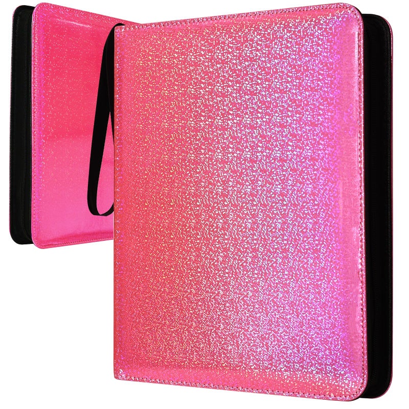 Dosanlues 9 Pocket Card Binder - 1080 Double Sided Pocket PU Premium Zip Trading Card Binder Collectible Card Albums for MTG, TCG, Sports Cards, Game Cards - Bling Pink - Image 1