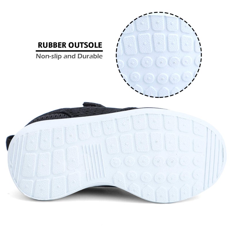 HIITAVE Toddler Boys Shoes Boys' Trail Running Sneakers Athletic Tennis Shoes for Fall,School Black/White 7 M US Toddler - Image 5
