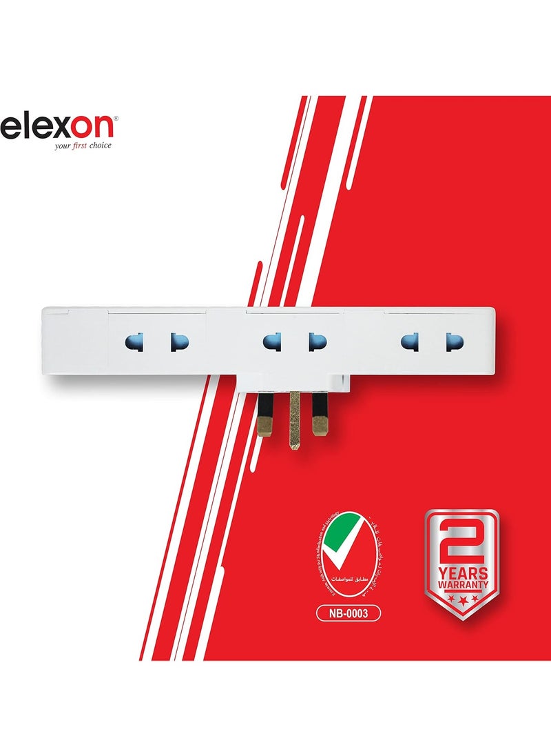 elexon - 3 Way Multi Universal Adaptor Socket White - Image 1