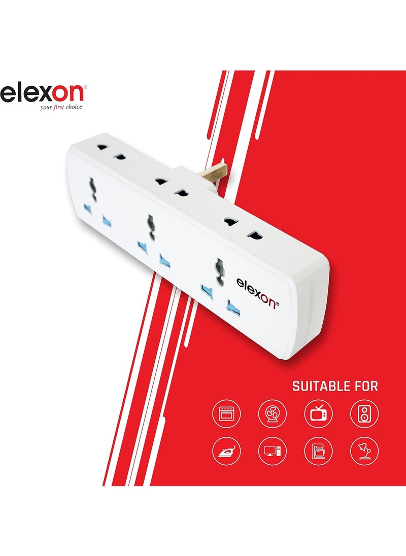 elexon - 3 Way Multi Universal Adaptor Socket White - Image 1