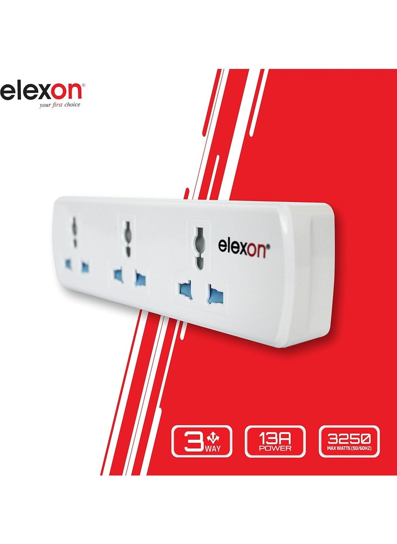 elexon - 3 Way Multi Universal Adaptor Socket White - Image 1