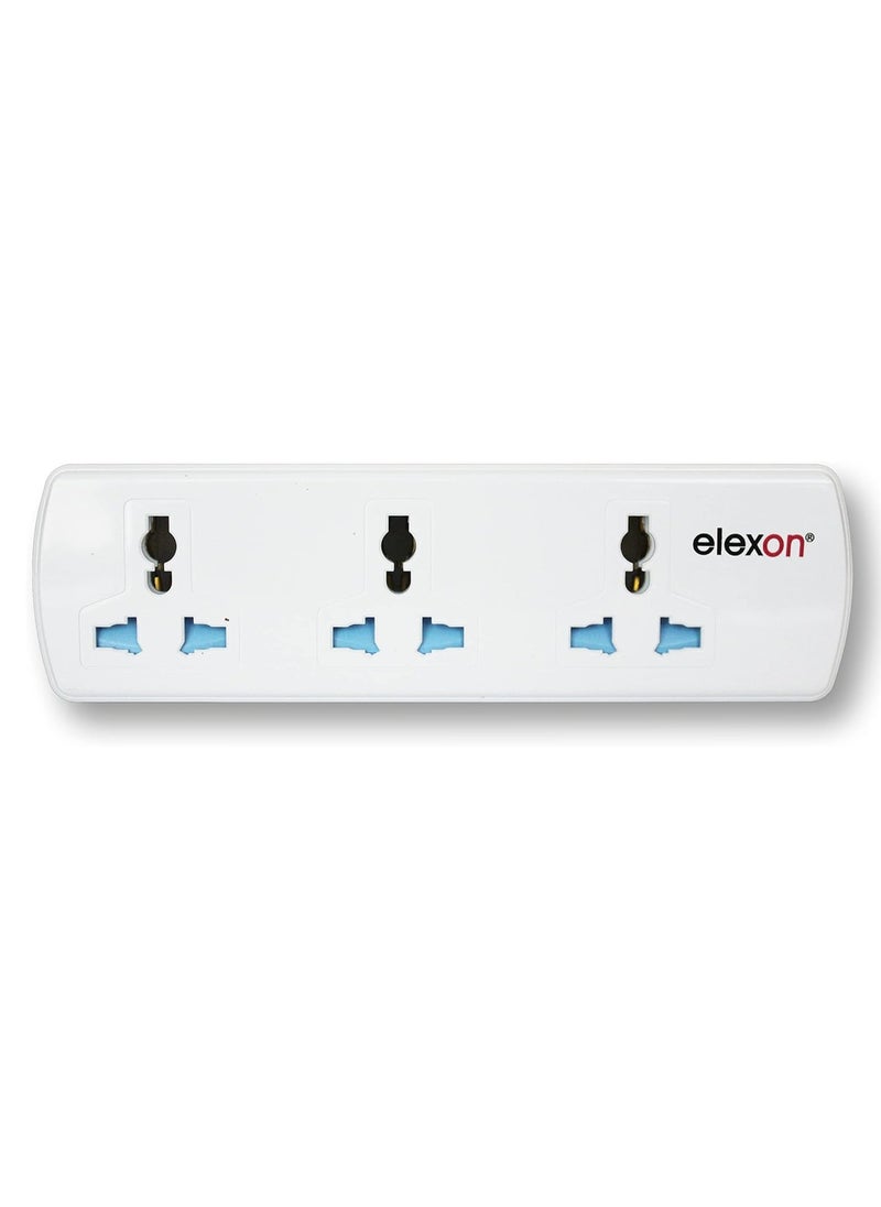 elexon - 3 Way Multi Universal Adaptor Socket White - Image 1