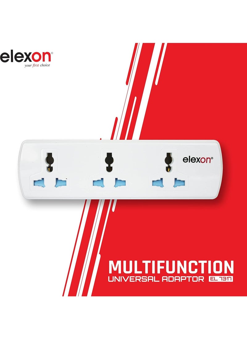 elexon - 3 Way Multi Universal Adaptor Socket White - Image 1