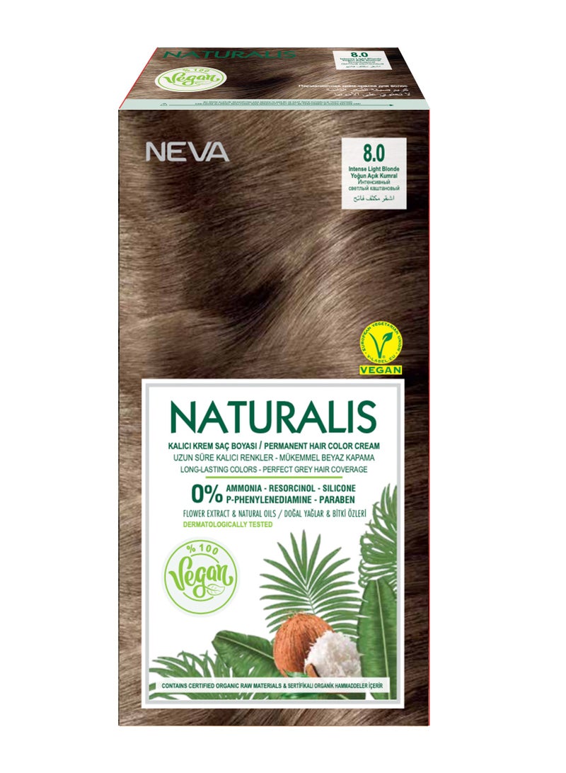 NEVA Naturalis Permanent Hair Color, Vegan,100% Gray Coverage, Organic, No Harmful Chemicals, Ammonia Free, Long-Lasting - INTENSE LIGHT BLONDE - 8.0 - Image 2