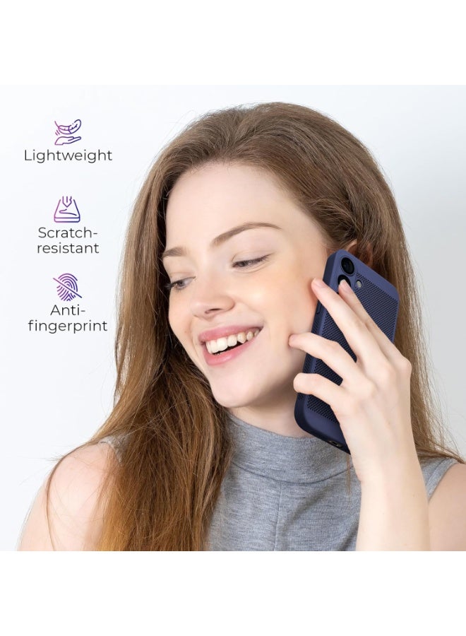 Heat Dissipation Samsung Galaxy A16 Case with Built in Camera Lens Protector Slim Fit Breathable Cooling Anti Fingerprint Hard PC Back Shockproof Cover For  (Blue) - Image 4