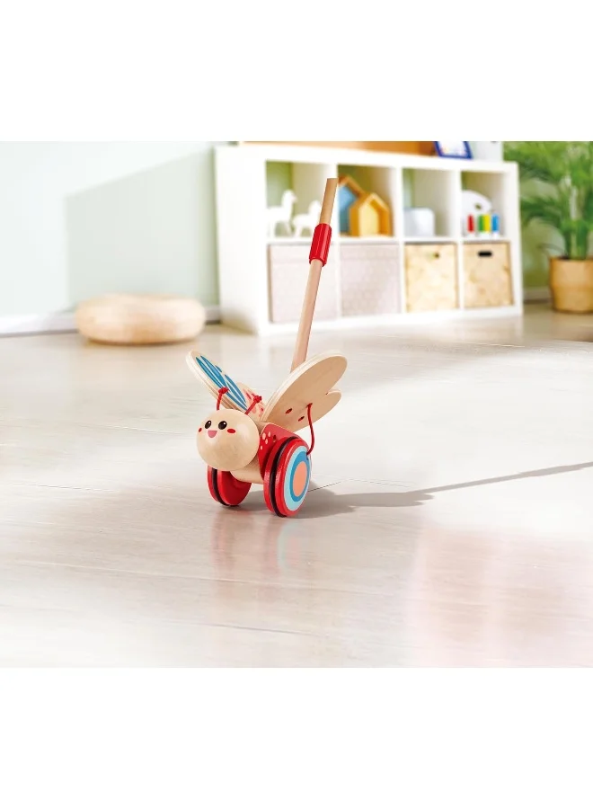 Hape Rainbow Butterfly Push And Pull Toy | Interactive Wooden Animal Toy For Toddlers | Push Toy For Walking | Suitable For 12 Months And Up 56.49x14.81x16.1cm