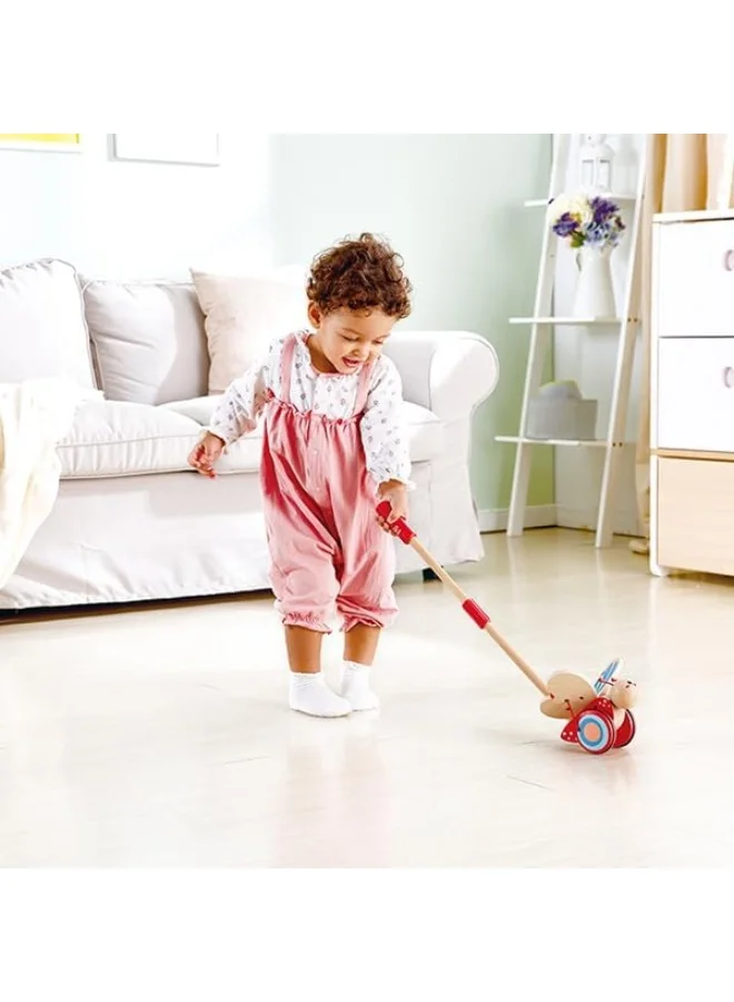 Hape Rainbow Butterfly Push And Pull Toy | Interactive Wooden Animal Toy For Toddlers | Push Toy For Walking | Suitable For 12 Months And Up 56.49x14.81x16.1cm