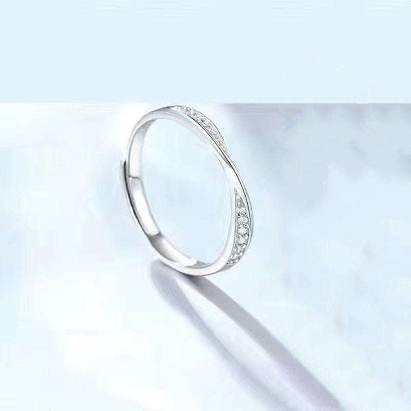 Couple ring Mobius ring pair ring light luxury design adjustable male and female students send Valentines Day birthday gift J010-1 Mobius [female ring]]