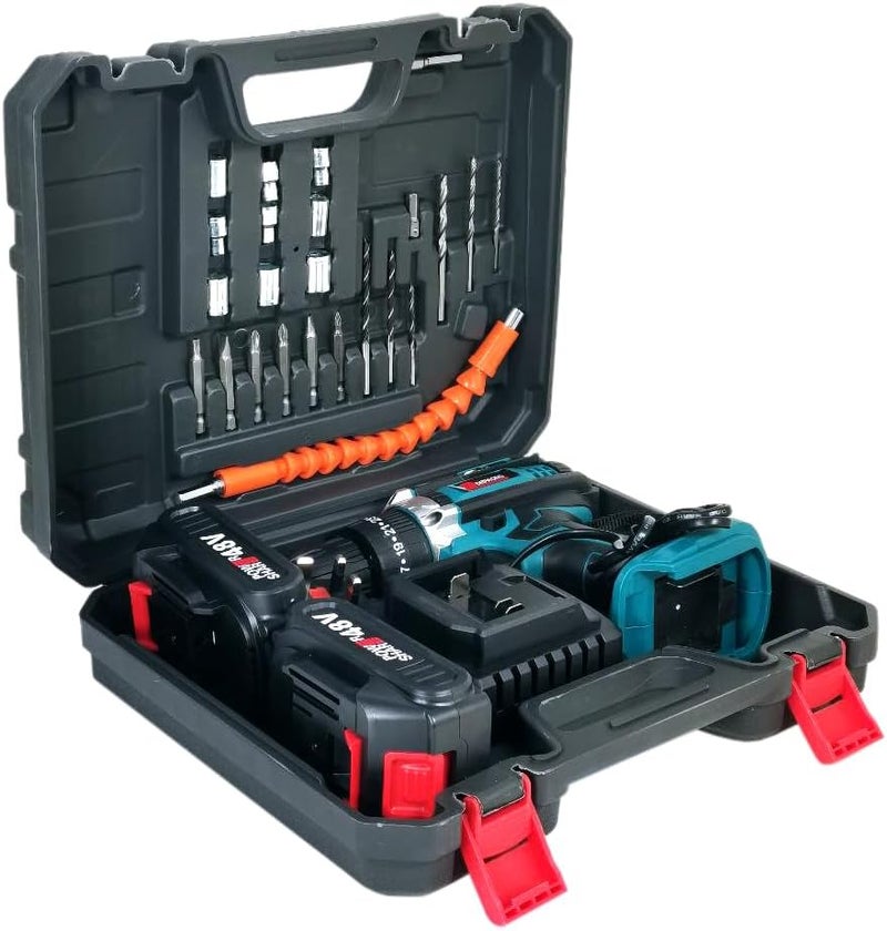 Defaons 48V Cordless Drill Power Tool Kit With 700W Motor, 32Nm Torque, 10Mm Chuck, Variable Speed, And 2 Batteries, Ideal For Home And Professional Use - Image 2