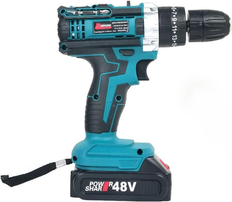 Defaons 48V Cordless Drill Power Tool Kit With 700W Motor, 32Nm Torque, 10Mm Chuck, Variable Speed, And 2 Batteries, Ideal For Home And Professional Use - Image 4