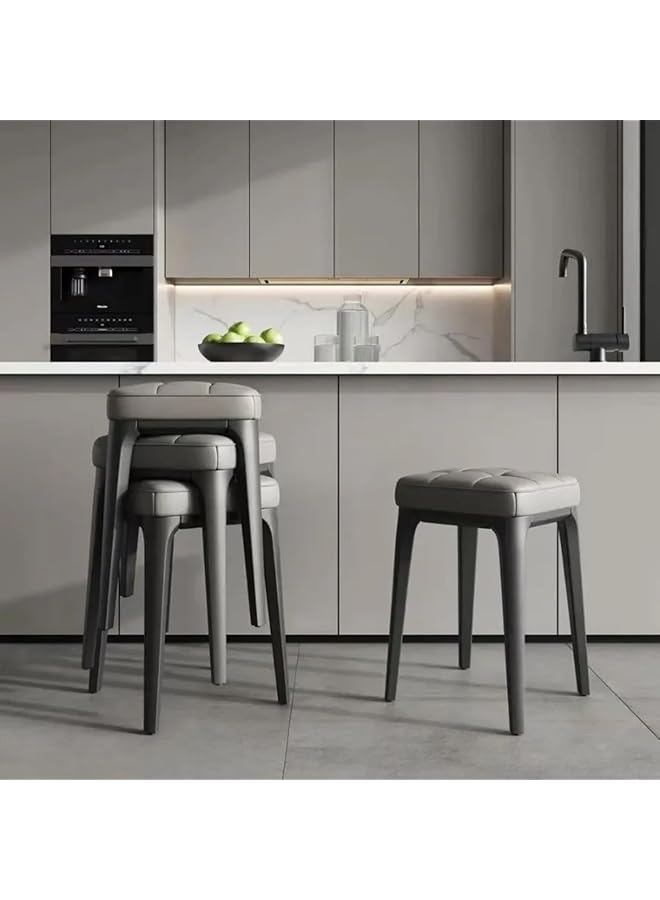 erorex 1Pcs Household Dressing Stools Barstools Makeup Stools Plastic Stools Dressing Table Makeup Stools For Kitchen 36 * 36 * 40Cm Gray - Image 2