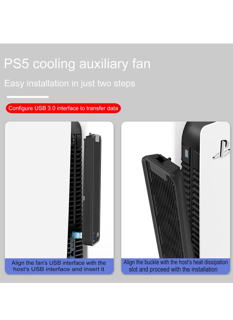 لياوسيسي مروحة تبريد لجهاز سوني PS5 ومبرد PS5 مع 3 مراوح صامتة مطورة ومنفذ وحدة تحكم USB 3.0 للإصدار الرقمي/القرص المضغوط  - Image 5